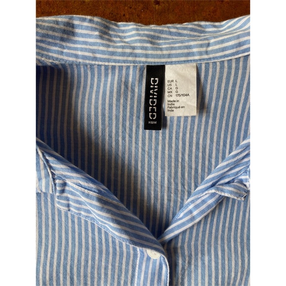 H&M Seersucker Crop Top | Cotton, Large, Divided, Summer, Light Weight, Coastal - Picture 4 of 9